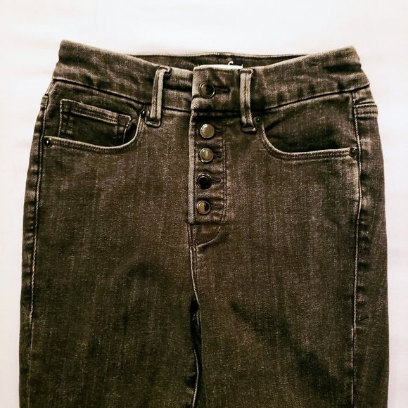 GOOD AMERICAN Skinny Jeans, Black Cotton High Rise Button Fly Pocket Casual 0/25 - Picture 5 of 16